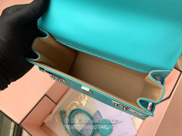 DELVAUX女包 比利時品牌 Tempete手袋 柔軟牛皮 德爾沃女手提包 Mini號手拎包 TP0020晴空藍  fcs1222